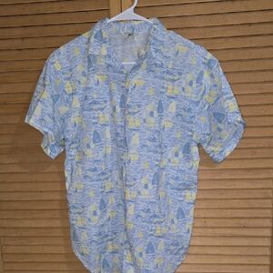 Vintage Sailboat Button- Up Shirt Size Medium